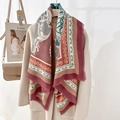 Ethnic vintage floral printed lightweight scarf with tassels for women spring travel - Large Square Scarf (130*130CM) / Red