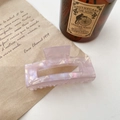 Elegant rectangle acetate hair claw clip with light purple pearlescent marble texture - Square / Dreamy Light Purple