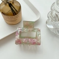 Pinza per capelli quadrata in acetato con motivo marmorizzato rosa e verde - Verde E Rosa Splendente