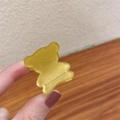 Mini yellow bear hair claw clip with pearlescent finish and Creation France engraving - Bright Gold