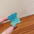 Blue bear acetic acid hair claw clip with golden France label and resin texture - Aqua