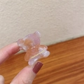 Pink amber bear-shaped acetate hair claw clip with golden France label engraving - Mermaid Pink