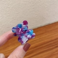 Mini acetic acid butterfly hair claw clip with blue and purple marble texture pattern - Metallic Blue