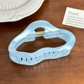 Pince à cheveux élégante bleu clair nacré avec ressort en métal doré - 9.2cm / Bleu