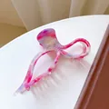 Pinza per capelli a fiocco in acetato rosa e beige con trama marmorizzata elegante - Viola Picchiettato - 13cm