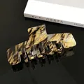 Elegant amber tortoiseshell acetate hair claw clip with large rectangular design - 10cm / Iridescent Yellow