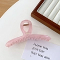 Große hellrosa lichtdurchlässige Haarklammer mit goldener Aufschrift im Barrette-Stil - Groß / Rosa