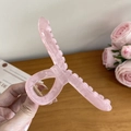 Pinza per capelli in resina rosa marmorizzata con molla in metallo dorato per donna - Rosa Coreano