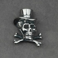 Hip hop skull pendant with top hat and crossbones in vintage silver stainless steel - Steel Color Pendant Only (Without Chain)