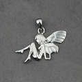 Polished silver guardian angel fairy necklace pendant on minimalist grey background - Style A Pendant Only (Without Chain)
