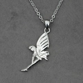 Guardian angel pendant necklace in silver titanium steel with fairy wing details - Style B Pendant With Chain