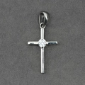 Zilveren kruisketting voor dames met een fonkelende ronde zirkonia hanger - Hanger Zonder Ketting