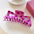 Molla per capelli viola a fiori con ampi ritagli geometrici e motivo a girasole vivace - Floreale Viola (F418-13.7cm)