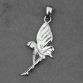 Polished silver guardian angel fairy pendant in titanium steel with detailed wings - Style B Pendant Only (Without Chain)