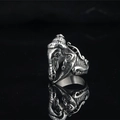 Ethnic Ganesha ring in vintage stainless steel with a high-quality mirror reflection - US 7 / Small