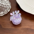Mini pince à cheveux violette translucide avec texte doré Barrette la France - Violet Irisé