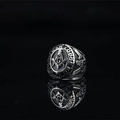 Vintage silver Freemasonry signet ring with square and compass emblem in polished steel - US 7 / Steel