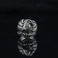 Vintage eagle head and spread wings biker ring in silver-tone gothic stainless steel - US 7 / Silver