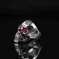 Vintage punk skull ring for men in silver stainless steel with red gemstone eyes - US 7 / Steel Mount Red Rhinestone