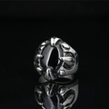 Anillo vintage para hombre estilo punk rock con ónix negro y garra de dragón plata - US 7 / Negro Acero