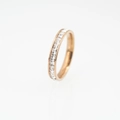 Rose gold titanium steel ring featuring square-cut sparkling crystals for a minimalist style - US 7 / Rose Gold