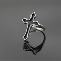 Anello gotico retrò con croce in acciaio al titanio argento e nero unisex - US 6 / Nero Argento