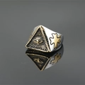 Punk style titanium steel Eye of Providence ring with gold triangle face and cross detail - US 8 / Gold and Silver Two-tone