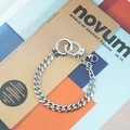 Hip hop style stainless steel Cuban chain bracelet with silver handcuff pendants for couple - Steel