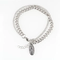 Vintage silver multi-layer Cuban chain bracelet with Virgin Mary pendant and lobster clasp - Single Bracelet