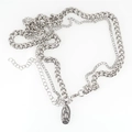 Vintage silver-tone stainless steel layered chain necklace with Virgin Mary relief pendant - Single Necklace
