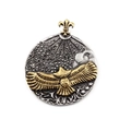 Vintage titanium eagle pendant with bicolor finish and black crystals in bohemian style - Two-Tone Gold & Silver Pendant Only (Without Chain)
