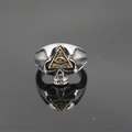 Anello teschio retrò in acciaio inox con Occhio di Horus dorato e finitura vintage - US 7
