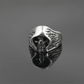 Anello teschio punk vintage con cappuccio in acciaio inossidabile retrò per uomini - US 7 / Argento