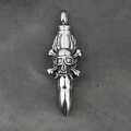 Men's bullet pendant necklace in steel gray with skull and wings punk design - Skull Wings Silver (Pendant Only)