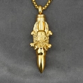 Men's gold bullet pendant necklace with skull wings and box chain in titanium steel - Skull Wings Gold With Box Chain