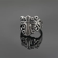 Vintage gothic cross ring in titanium steel with retro engraved textures and scroll patterns - US 8 / Single Ring