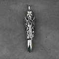 Engraved gothic bullet pendant in polished silver finish made of titanium steel - Retro Pattern Silver (Pendant Only)