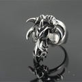 Retro punk style bull head ring made of titanium steel with vintage silver finish - US 8 / Dragon Skull Style (A款戒指)