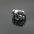 Punk style skull stack ring in vintage titanium steel with detailed retro carving - US 7 / Antique Silver