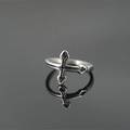 Punk vintage titanium steel cross ring with oxidized finish for gothic hip hop style - US 5 / Antique Silver