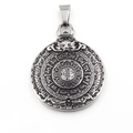 Ethnic punk dragon head round pendant in oxidized titanium steel for men necklace - Steel Color Pendant Only (No Chain)