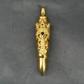 Golden bullet shell pendant with black stone and embossed details for men necklace - Black Rhinestone Gold (Pendant Only)
