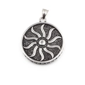 Men's titanium steel sun pendant necklace with black micro-inlaid stones and vintage finish - Steel Color Pendant Only (Without Chain)