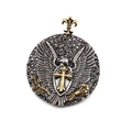 Colgante de águila vintage con espinelas negras y escudo de cruz dorada para hombre - Solo Colgante (Sin Cadena) / Oro y Plata