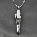 Men's titanium steel bullet pendant necklace with eagle relief on a square bead chain - Eagle Head Silver With Box Chain
