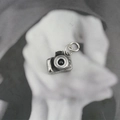 Retro mini camera pendant in titanium steel with vintage black oxidized finish - Pendant Only (No Chain)