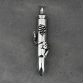 Men's titanium steel bullet pendant necklace featuring intricate rose flower embossing - Rose Silver (Pendant Only)