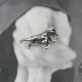 Vintage 3D ram pendant necklace in oxidized steel finish for men and women - Pendant Only (No Chain)