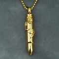 Gold bullet pendant necklace for men with embossed rose detail and matching box chain - Rose Gold With Box Chain