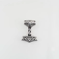 Silver Viking Mjolnir pendant in durable titanium steel for men with Nordic carvings - Pendant Only (Without Chain)